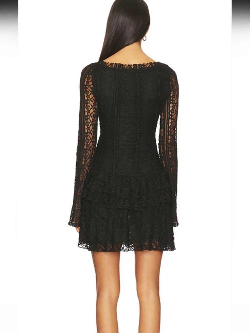 Free People women’s Black Lace Long-Sleeve Mini Dress size S new with tags